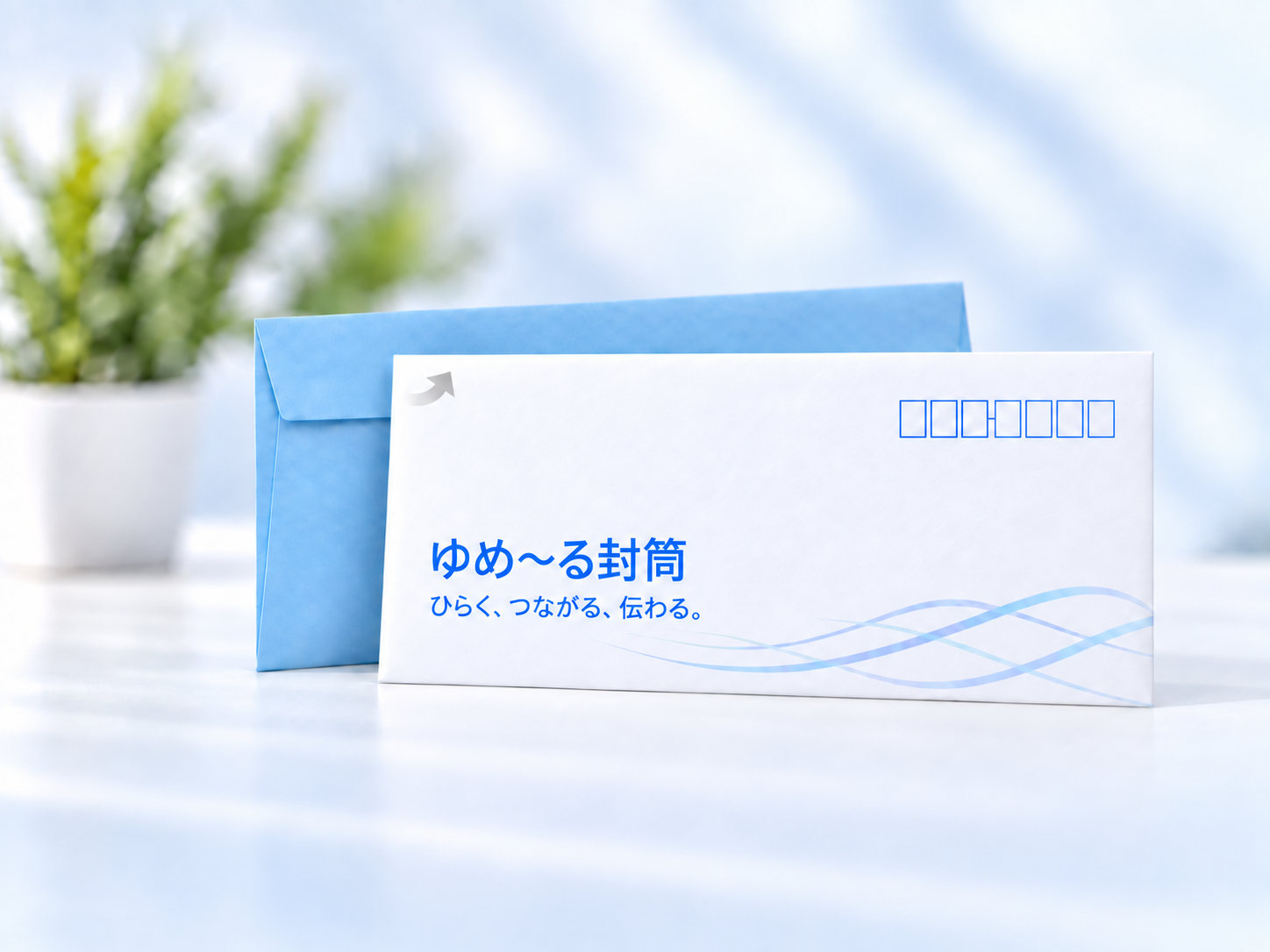 青色と白色のゆめ～る封筒