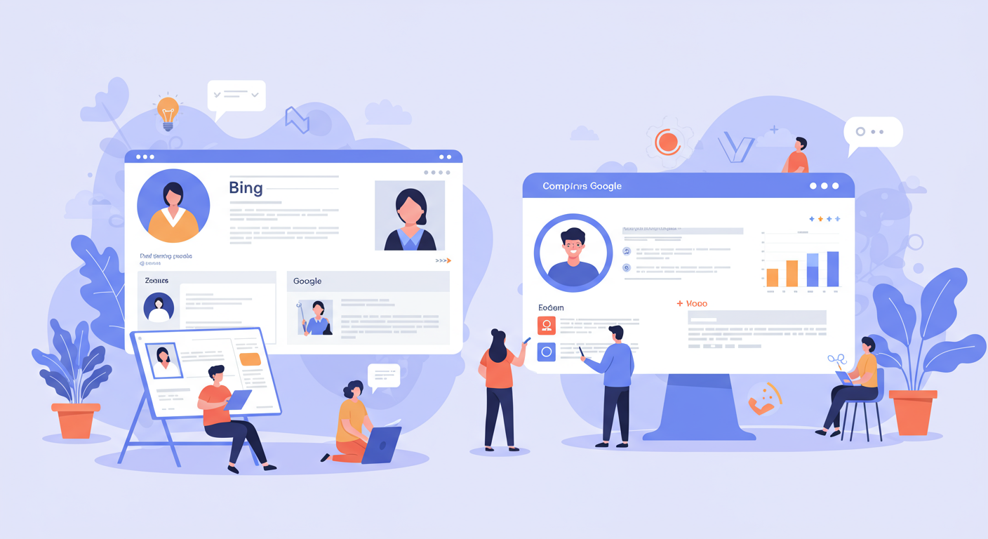 BingとGoogleの検索結果の比較